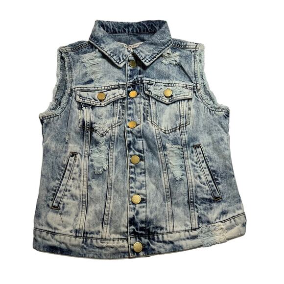 Romeo & Juliet Couture Distressed Denim Vest Size Small NEW Grunge 90s Y2K - Picture 1 of 12